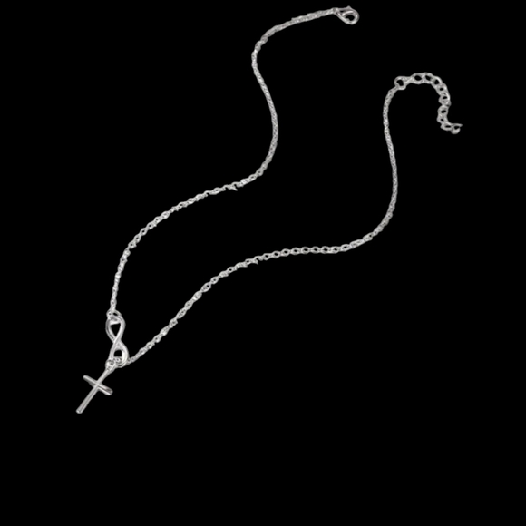 NWOT Infinity Necklace Silver, cross runs inside infinity to endless design - Picture 9 of 10